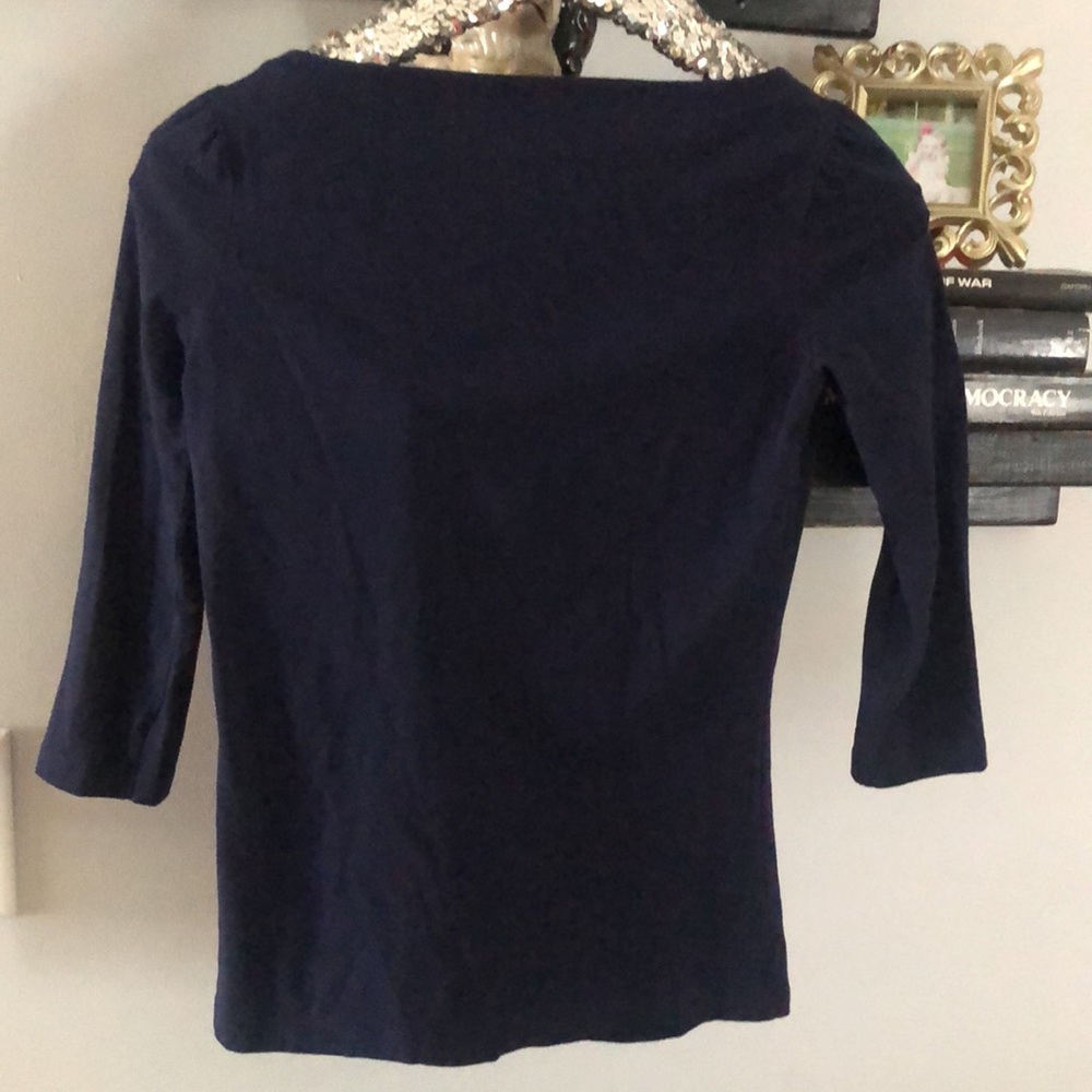 Lilly Pulitzer Boatneck Cotton Top Navy xs - Picture 3 of 4